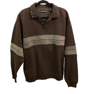 Vintage Pierre Cardin Large gray pullover sweater chest stripe polo style LLN